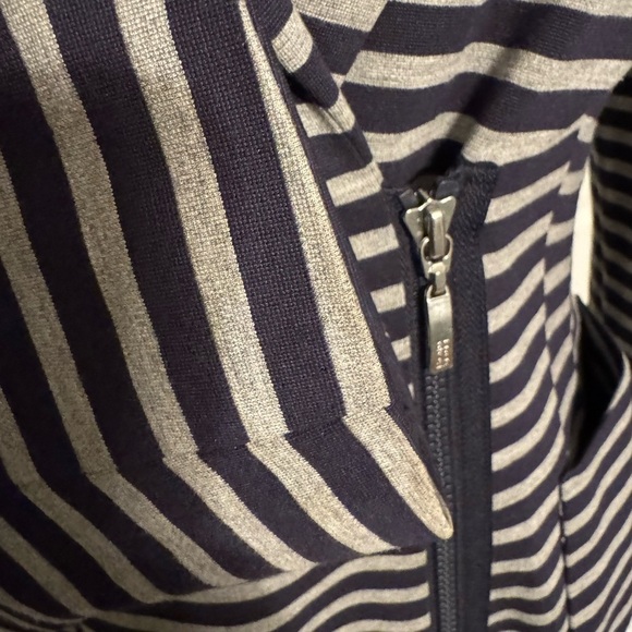 Striped Dark Navy and Gray Women's Blazer - Picture 5 of 12